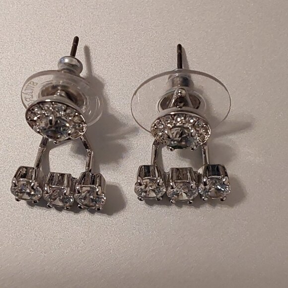 SWAROVSKI SILVER-TONE CRYSTAL EARRING JACKETS W STUD EARRINGS NEW CONDITION 2015 - Picture 4 of 11